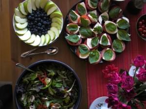 Salad and fruit dish