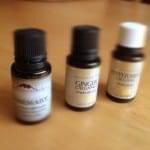 rosemary, ginger, and peppermint essential oils