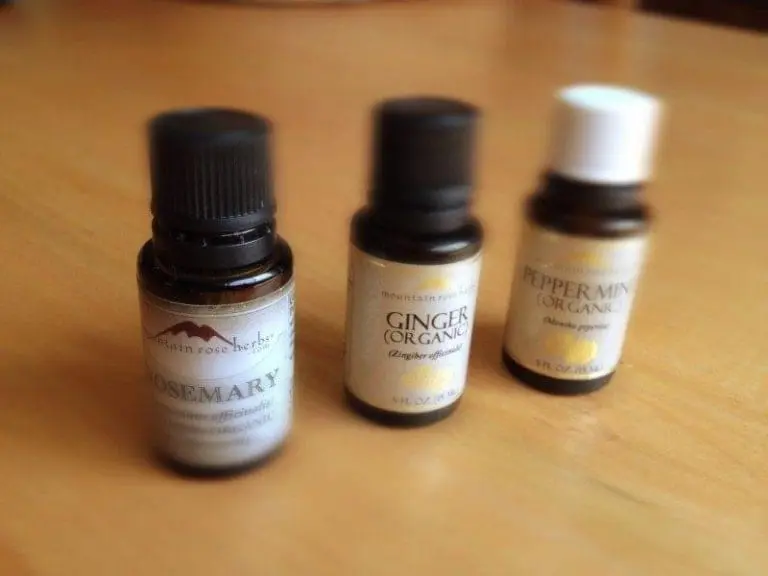 rosemary, ginger, and peppermint essential oils